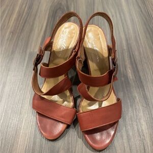 Chic Dark Red Leather Sandals
